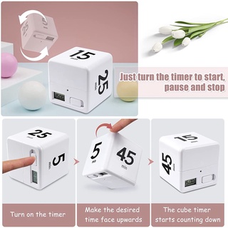 Cube Timer Kitchen Timer Time Management Timer Gravity Sensor Flip for Time Management and Countdown 25-5-45-15 Minutes