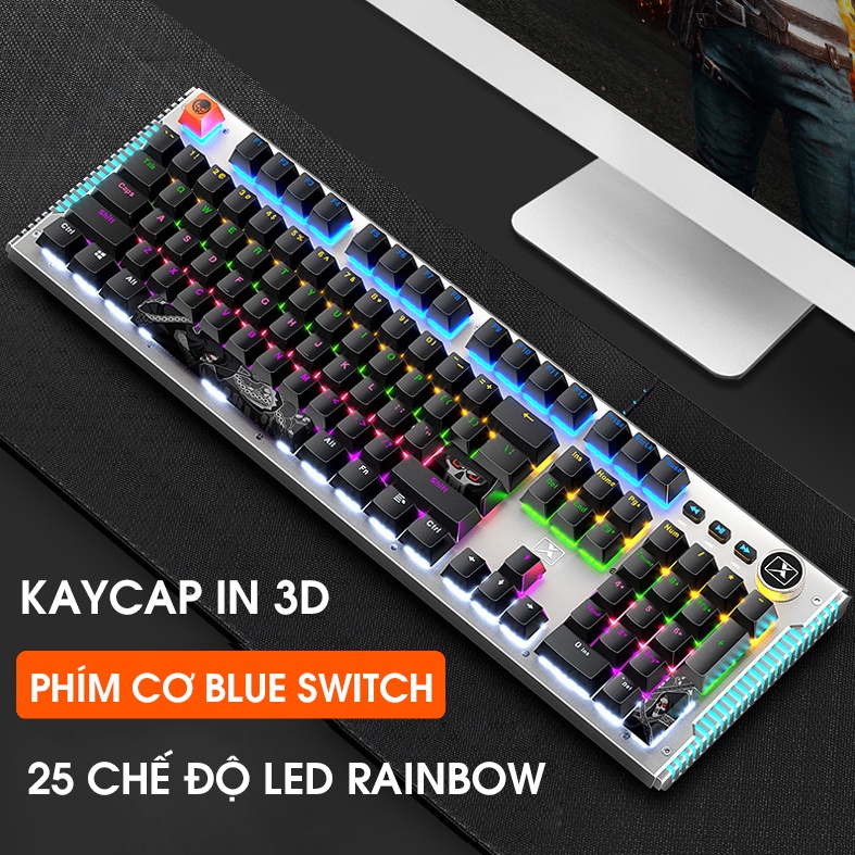 Bàn Phím cơ Gaming K968 SUPER GAME 25 Chế Độ LED Đổi Màu Keycap Siêu Xịn, Dùng Cho Máy Tính PC - LapTop