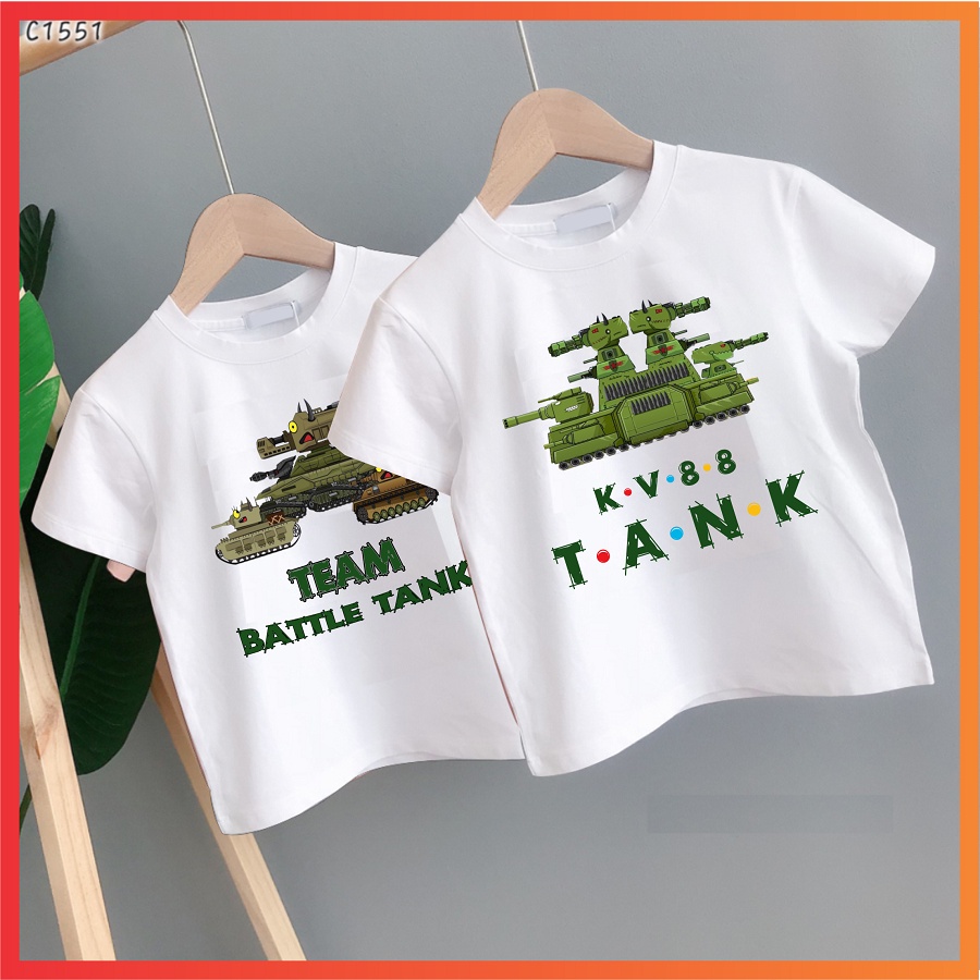 Áo thun in hình phim hoạt hình xe tăng đại chiến cho bé trai cực ngầu