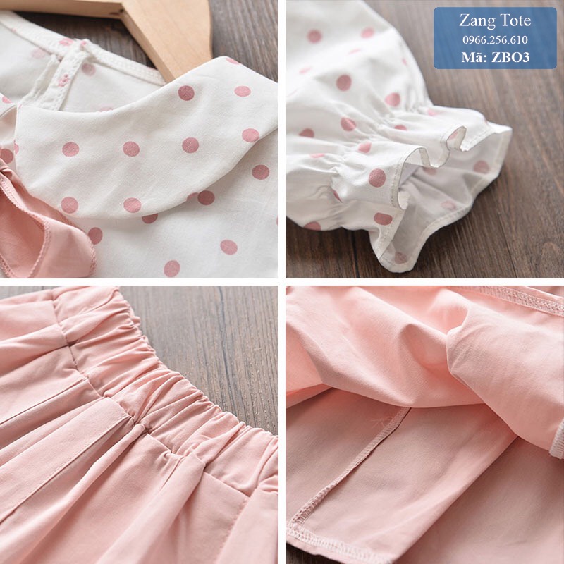 ZBO3 - Bộ set chấm bi áo chân váy cho bé gái vải voan + thô cao cấp - Zang Tote