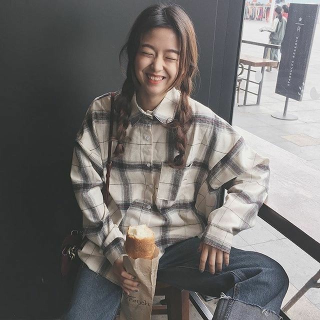 Áo sơ mi sọc form dáng rộng ulzzang