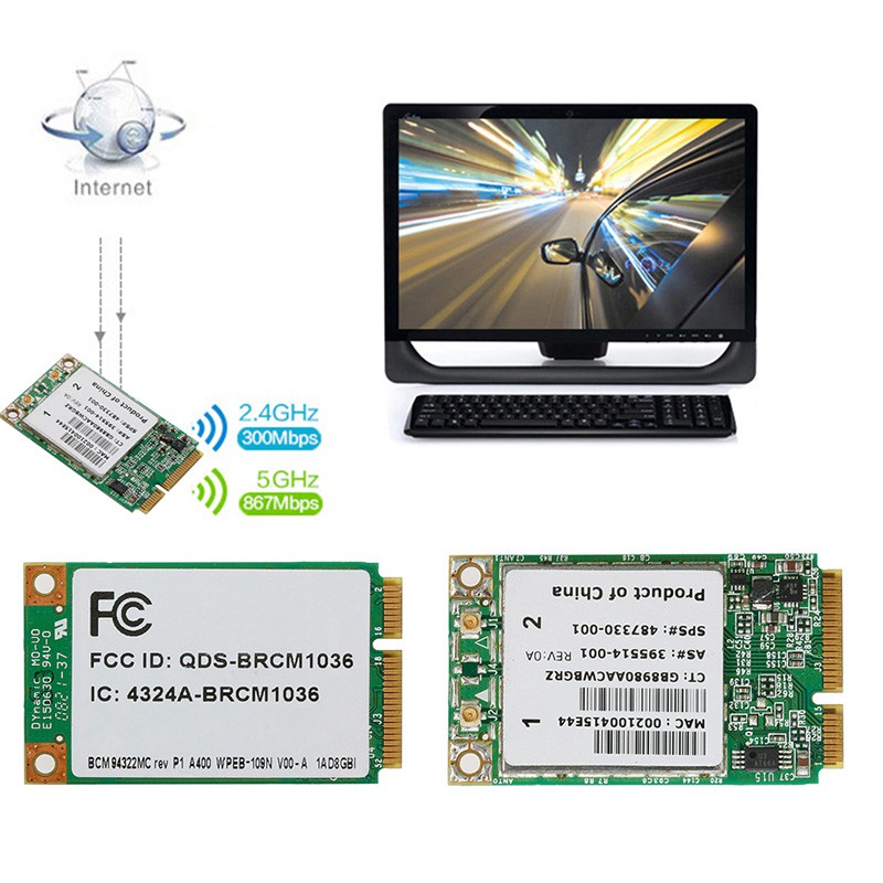 Card Wifi Bcm94322Mc Pci-E 300m Cho Hp Sps: 487330-001