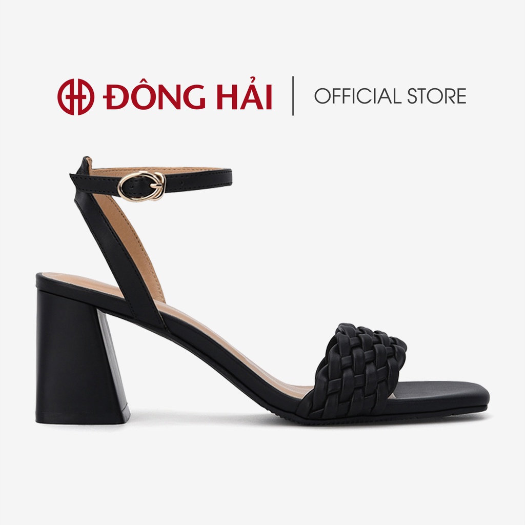 Giày Sandal nữ Đông Hải đế vuông thiết kế quai quai hoạ tiết Intrecciato cách điệu cao 7cm - S81K7