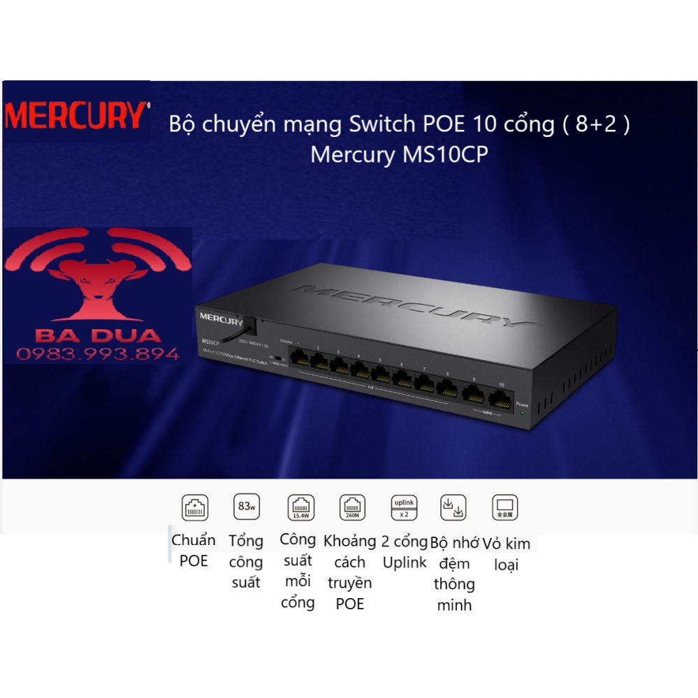 Bộ Chia Mạng Switch Poe Gigabit Mercury 4 , 5 , 6 , 7 , 8 cổng port MSG05CP MSG08CP
