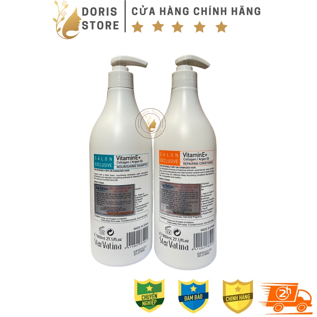 DẦU GỘI DẦU XẢ STAR VATINA DƯỠNG ẨM PHỤC HỒI DƯỠNG SINH K.ÍCH TH.ÍCH MỌC TÓC 800ML