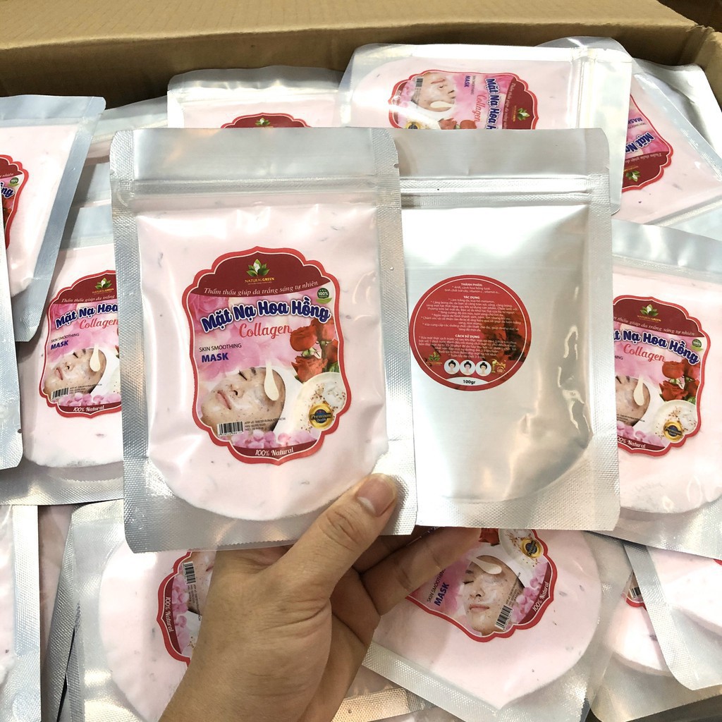 Bột đắp mặt collagen cánh hoa hồng(mask dẻo) (cao cấp) hàng mới, hàng chính hãng