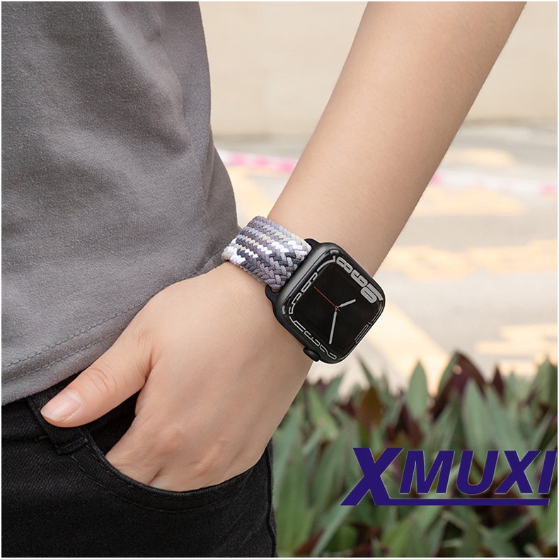 Dây Đeo Đồng Hồ Dạng Bện Co Giãn Điều Chỉnh Được 49mm 45mm 41mm Cho IWatch Ultra Series 8 7 6 5 4 SE 2 1