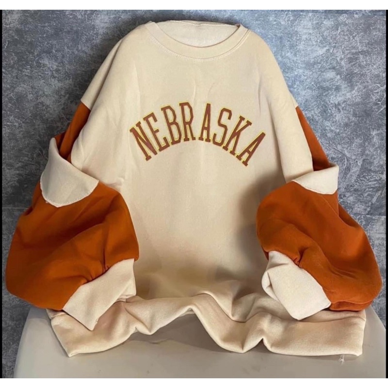 [Rẻ Vô Địch] Áo swt nỉ cổ tròn cotton tay bồng ------- ÁO NỈ NEBRASKA NHÁM TAY | BigBuy360 - bigbuy360.vn