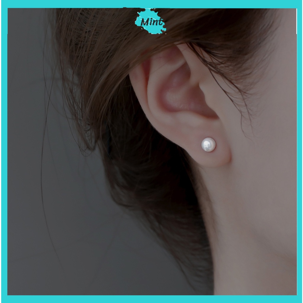 Bông Tai Nữ ❤️FREESHIP❤️ Khuyên Tai Đính Ngọc Trai Nhân Tạo Size 8mm Đơn Giản