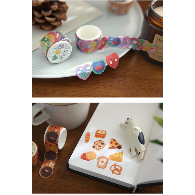 Set 100 miếng dán hình gấu hoạt hình dễ thương dùng để trang trí sổ tay