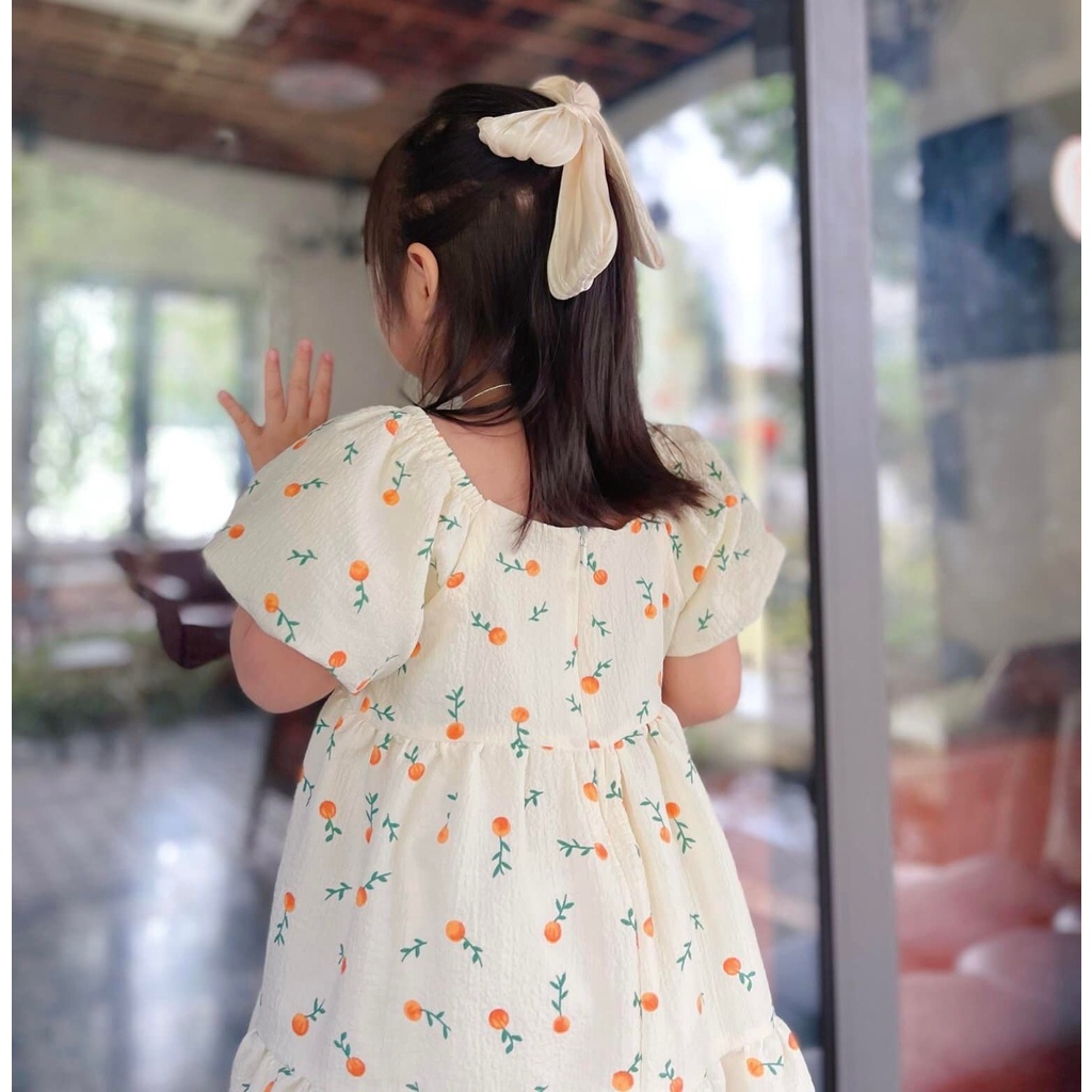 Váy bé gái Sofia quả cam tay phồng tiểu thư siêu xinh
