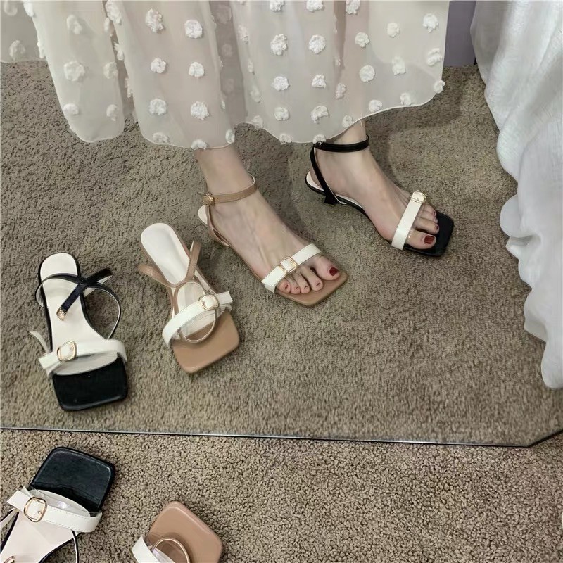 Sandal mũi vuông ulzzang Dorae tôn dáng 3 phân