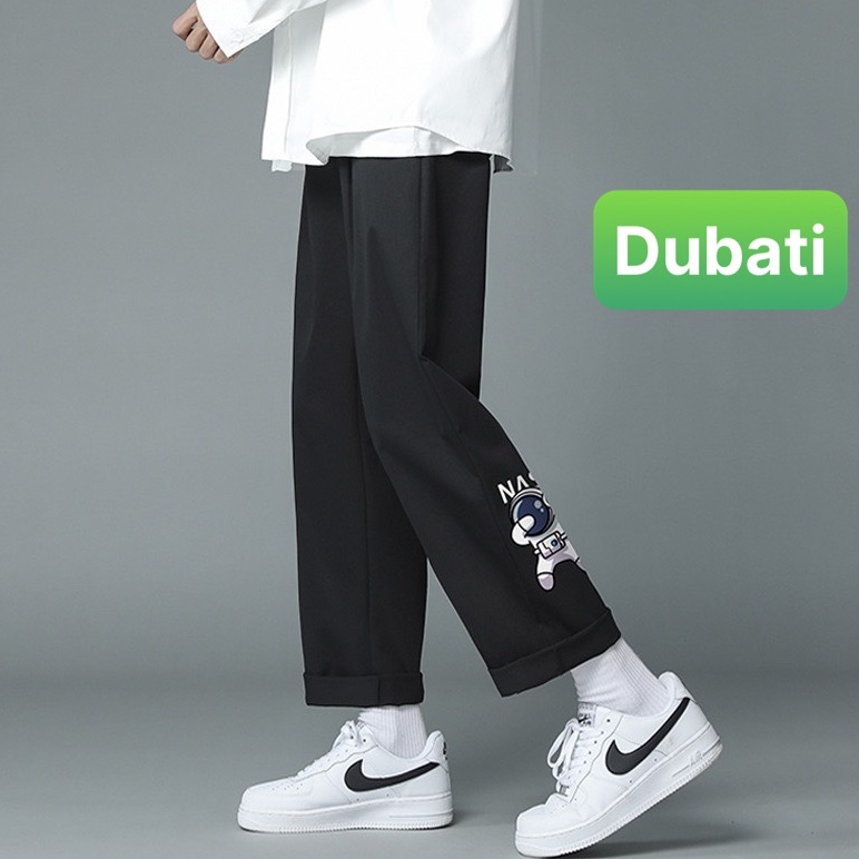 Quần baggy nam nữ Unisex ống rộng in hình Nasa - Kiểu quần Kaki Nam Nữ Ống Suông Basic Unisex Phong cách cao cấp- Dubati