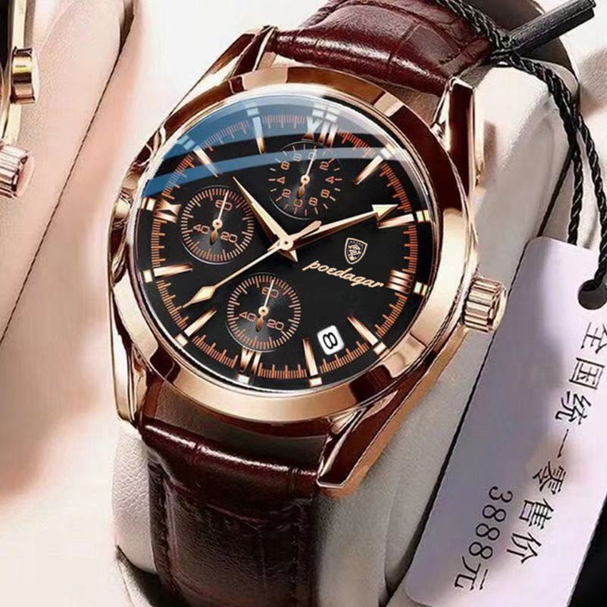 Đồng hồ nam dây da poedagar đẵng cấp sang trọng 2021, đồng hồ chống nước siêu bền ,DH04A -Lucas shop | BigBuy360 - bigbuy360.vn