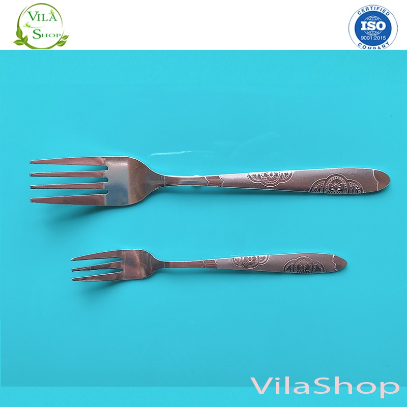 [ 3 Size ] Rĩa Inox, Rĩa Ăn Hoa Quả inox Loại Trơn &amp; Có Hoa Văn Đa Năng Tiện Lợi