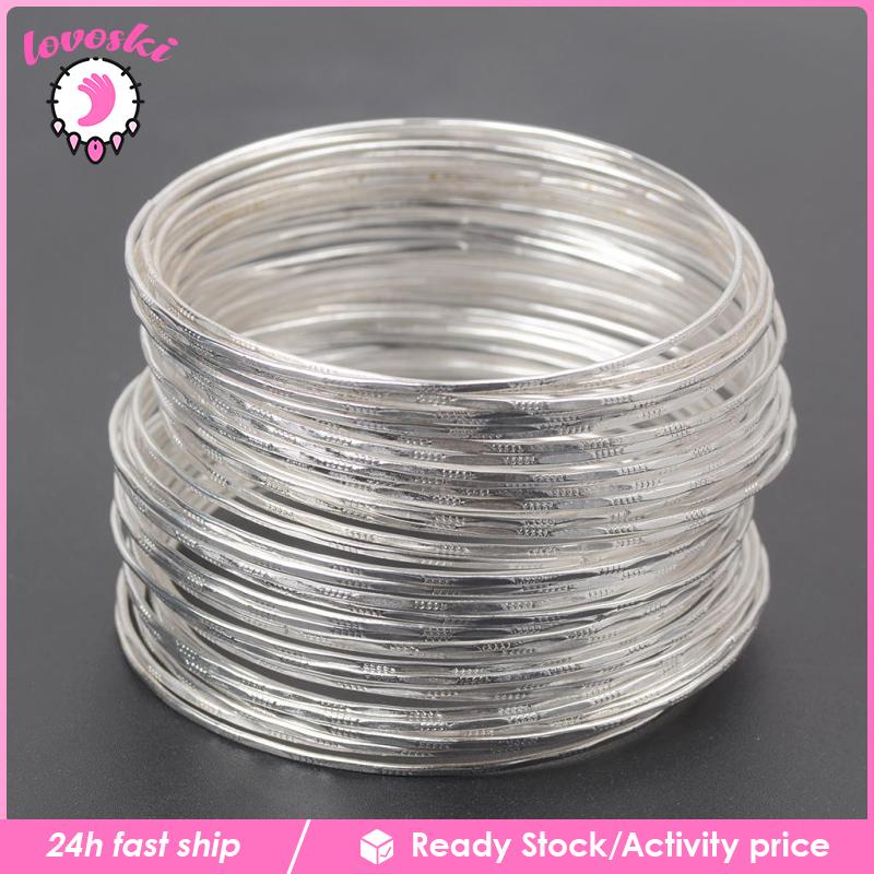 [Lovoski] Set 50 Vòng Tay Hợp Kim Bạc Phong Cách Ấn Độ Cho Nữ