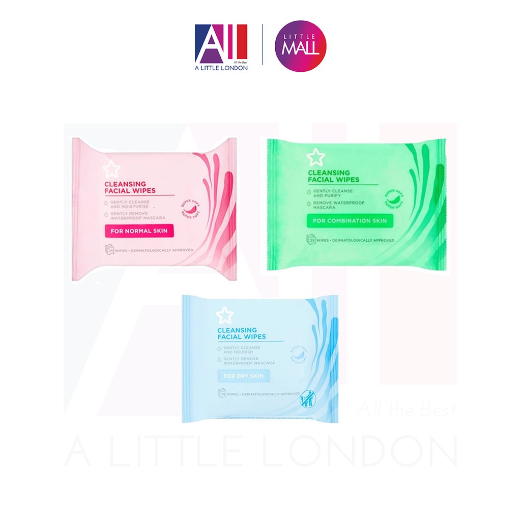 [TOP 1 SHOPEE] Giấy tẩy trang  Superdrug Cleansing Facial Wipes - 25 tờ (Bill Anh)