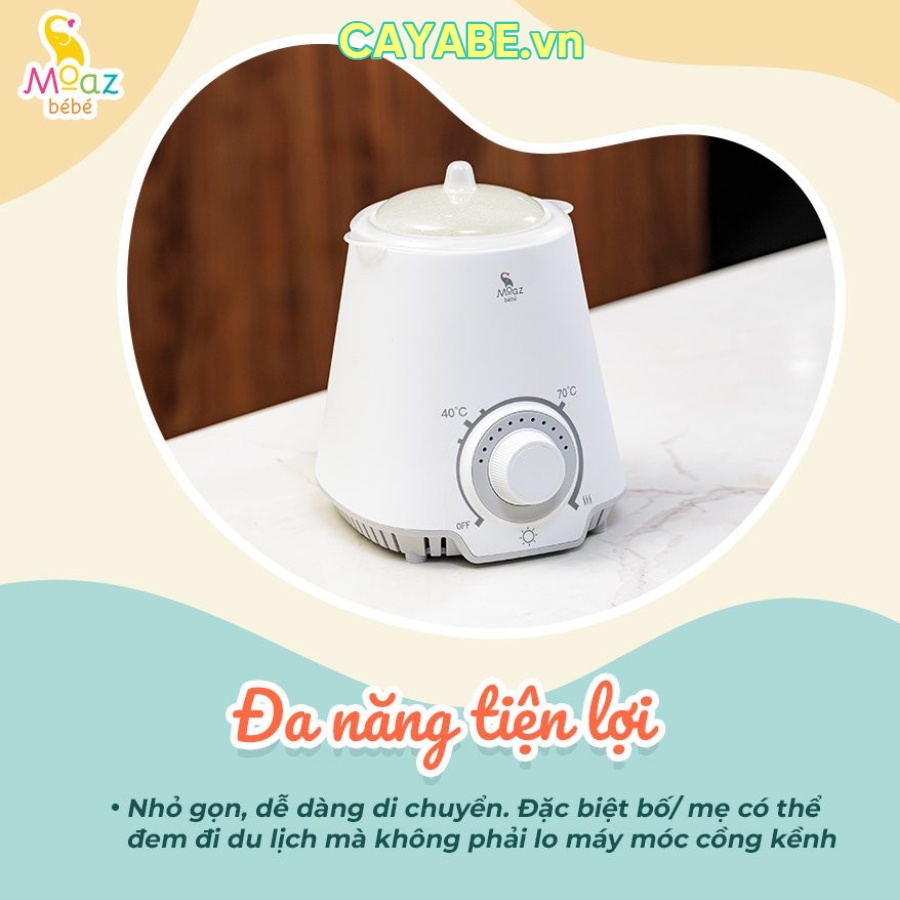 Máy hâm sữa, hâm thức ăn, tiệt trùng bình sữa 3 in 1 MOAZ BÉBÉ MB-039 (Bảo hành chính hãng 12 tháng)
