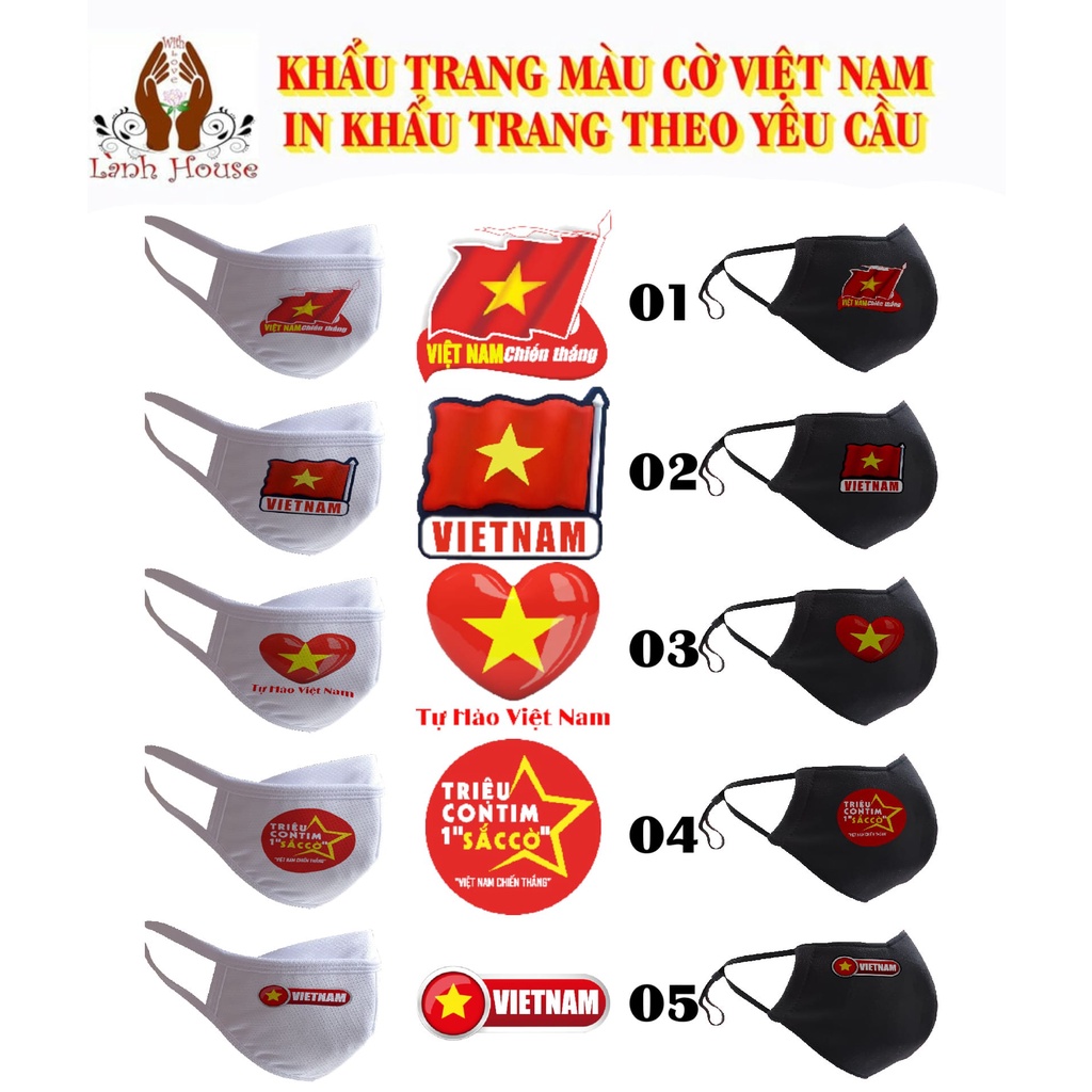 Khẩu Trang Vải IN cờ đỏ sao vàng (Màu cờ Việt Nam)