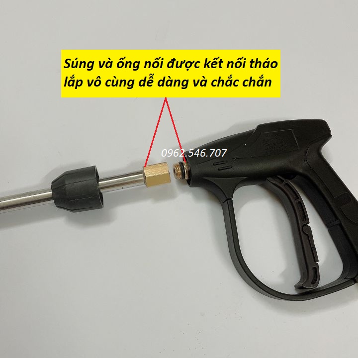 Súng rửa xe áp lực cao ren ngoài 22mm Và 14mm kèm ông nối inox dài 38cm