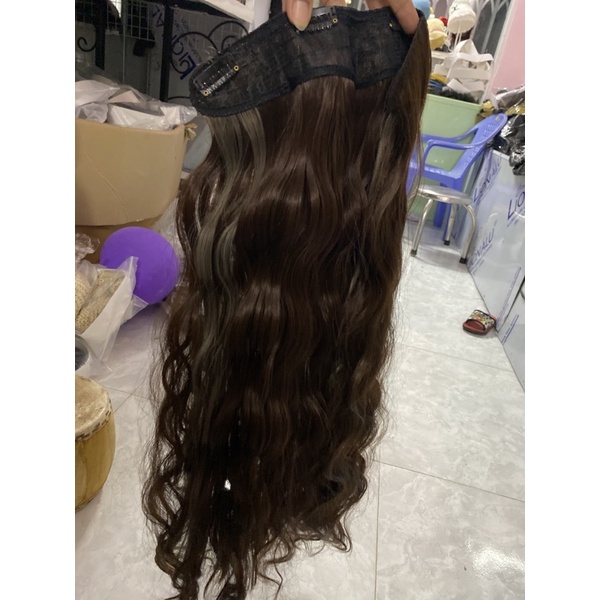 Tóc giả kẹp xù 60cm móc light xám❤️ free ship 50k❤️ hàng cao cấp