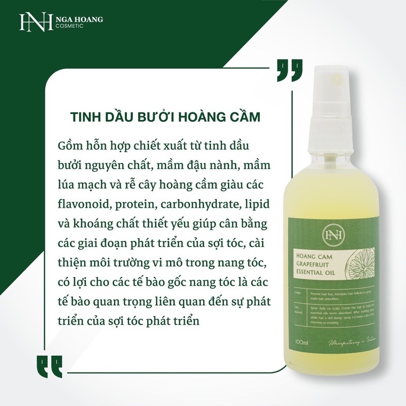 Tinh dầu bưởi Hoàng cầm Nga hoàng tinh dầu vỏ bưởi dưỡng tóc kích thích mọc tóc ngừa rụng tóc cocoon hair lotion - 125ml