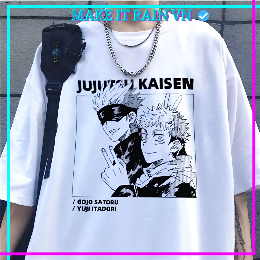 Áo Thun Tay Lỡ Unisex JUJUTSU KAISEN Make It Rain VN, Áo Phông Nam Nữ Form Rộng, có hình ảnh video