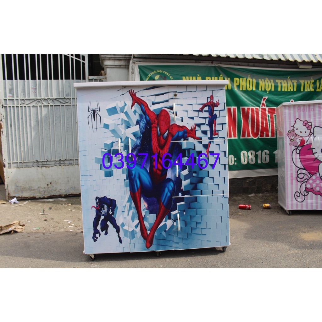 Tủ nhựa đài loan trẻ em 5 cánh in 3D cao 125cm dài 105 cm (có giao sau giờ hành chính)