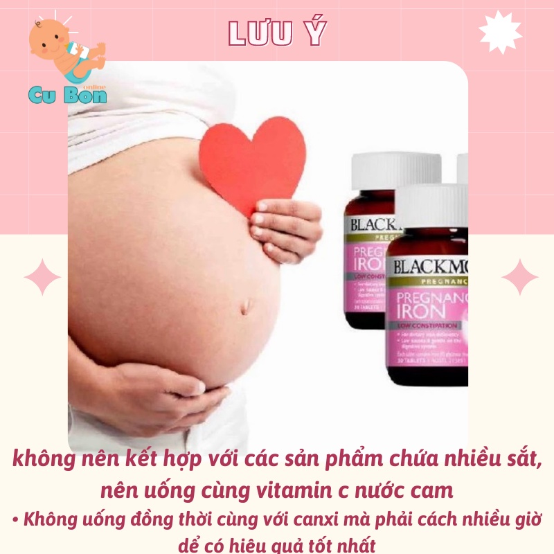 Vitamin Sắt Cho Bà Bầu Blackmores Pregnancy Iron 30 viên của Úc giúp Ngừa Thiếu Máu Không Gây Táo Bón khi mang thai