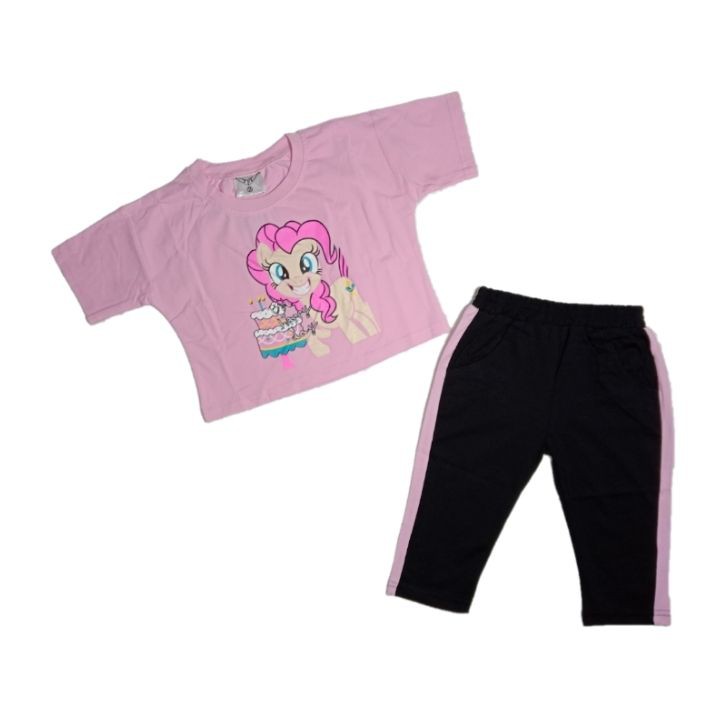 Đồ bộ croptop cho bé gái ngựa Pony từ 10-43kg. Áo croptop bé gái. Quần dạng thể thao -Tomchuakids