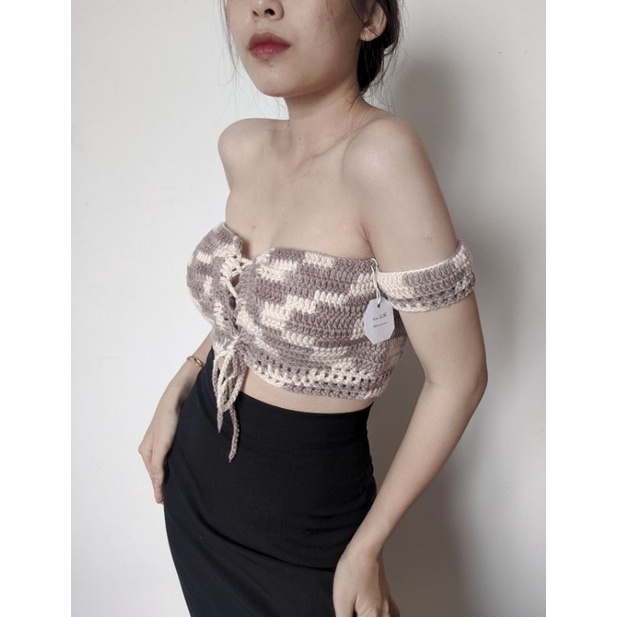 ÁO TRỄ VAI ĐAN DÂY NGỰC MÃ A01 CROCHET LIINHANDMADE