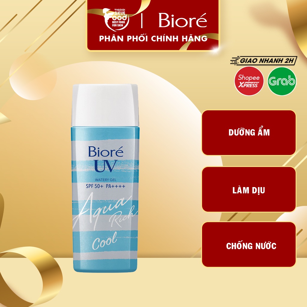 Gel Chống Nắng Màng Nước Mát Lạnh Bioré UV Aqua Rich Watery Gel Cool SPF50+/PA++++ 90ml