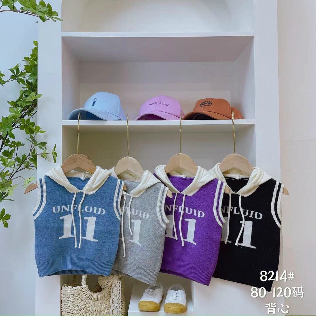 Áo Len Ba Lỗ Có Mũ, Áo Len Ghile Cho Bé Trai Size 80-120(1-5 tuổi)