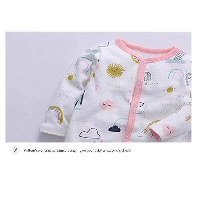 Áo Liền Quần Tay Dài Bằng Cotton Cho Bé Sơ Sinh 0-12 Tháng Tuổi