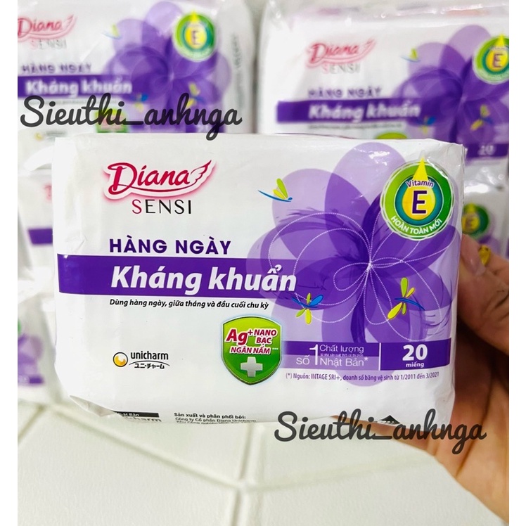 Gói 20 Miếng Băng Vệ Sinh Hàng Ngày Diana Sensi Kháng Khuẩn