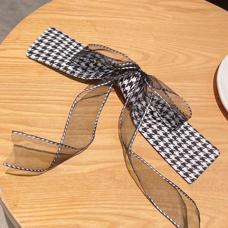 Kẹp tóc đính nơ họa tiết kẻ ô phong cách Hàn Quốc thời trang cho nữ