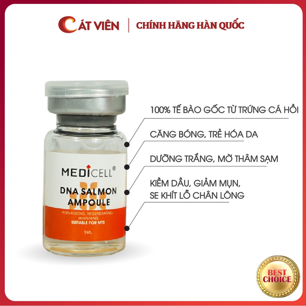Tế bào gốc cá hồi DNA Medicell, dưỡng trắng kiềm dầu, căng bóng da, mờ thâm sạm se khít lỗ chân lông lọ 5ml | BigBuy360 - bigbuy360.vn