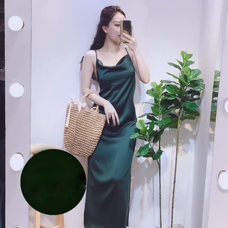Váy 2 dây cổ đổ chất lụa