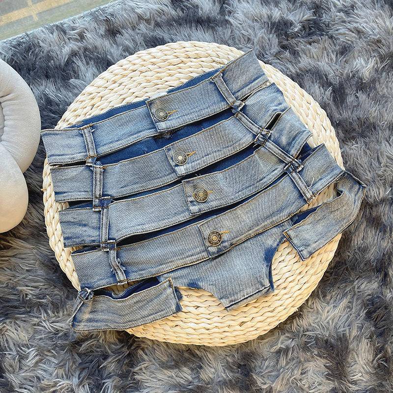 9018# Quần short denim Siêu Ngắn Lưng Cao Siêu Co Giãn Gợi Cảm