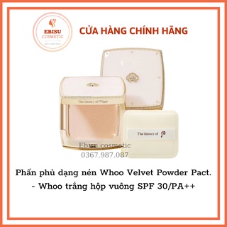 Phấn phủ dạng nén whoo velvet powder pact.- whoo trắng hộp vuông spf 30/pa++