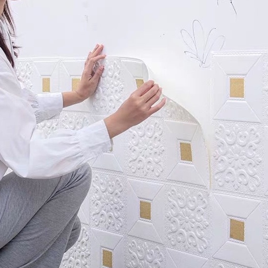 Miếng xốp dán tường gạch 3D kt ​35x35cm cách âm - cách nhiệt và chống ẩm tiện dụng giấy dán