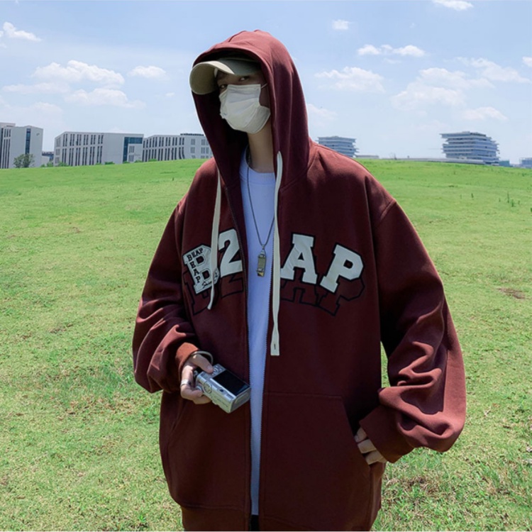 Áo hoodie Khóa Kéo Thêu Chữ Phong Cách Hàn Quốc Thời Trang unisex 250g