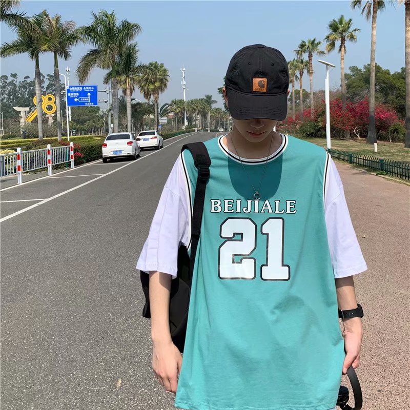 Áo thun tay ngắn cổ tròn kiểu dáng thời trang phong cách Hàn Quốc cho nam