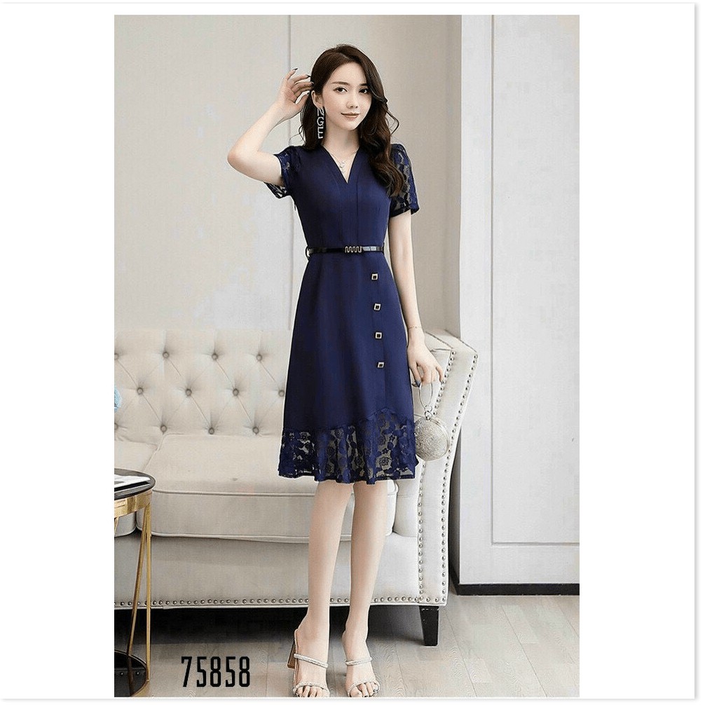 ĐẦM UMI TAY NGẮN,CỔ V,HỌA TIẾT TRƠN NHƯNG VÔ CÙNG SANG TRỌNG KHÁNH AN FASHION