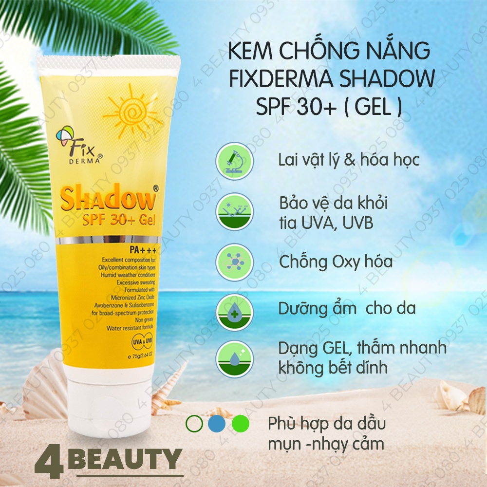 Gel Chống Nắng Fixderma Cho Da Nhờn, Mụn, Nhạy Cảm 75g SPF 30+/50+ PA+++