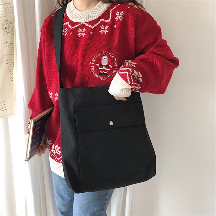 Túi Xách Canvas Màu Trơn Thời Trang Cho Học Sinh