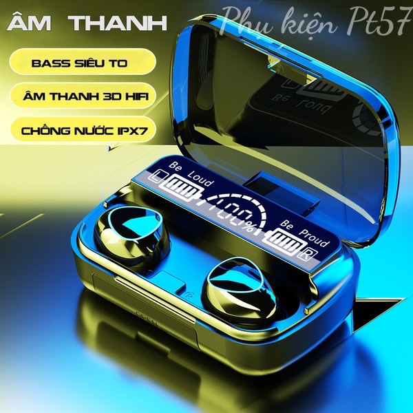 Tai nghe bluetooth M10 Pin Trâu 3500maH âm thanh trung thực tích hợp đèn Led đẹp mắt có hiện thị phần trăm pin
