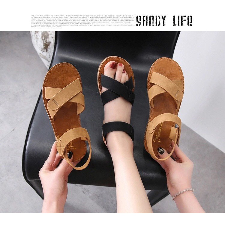 Sandal quai Ngang Chéo nữ chuẩn kiểu Hàn Quốc - quai dán siêu chắc chắn, tiện lợi, lên chân cực đẹp
