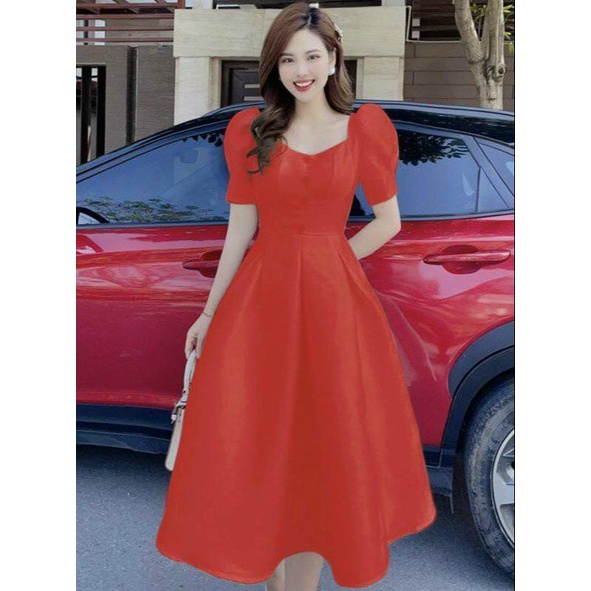 Đầm Váy Dự Tiệc Maxi Thiết Kế Sang Trọng Tay Ngắn Trang Trí Nút Trước