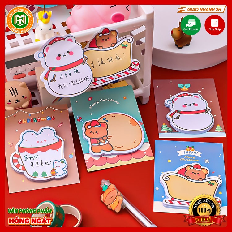 Giấy note noel, giấy ghi chú, giấy nhớ chủ đề giáng sinh cute dễ thương nhiều màu N012